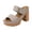 Khaki, variant on Womens Lug Sole Platform Heels High Block Heeled Sandals Retro Pattern Leather Open Toe Backless Mules with Comfy Arch Support Brown Size 8.5