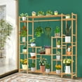 thumbnail image 2 of Costway 9-Tier Bamboo Plant Stand Potted Holder w/Hanging Rack Tall Display Shelf Unit, 2 of 10