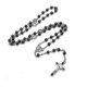 thumbnail image 1 of Catholic Black Gallstone Rosary Necklace Saint Benedict Round Shape Beads Chain, 1 of 5