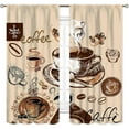 thumbnail image 2 of Coffee Kitchen Curtains, Rusitc Farmhouse Retro Vintage Latte Cafe Tea Cup Coffee Time Cottage Beige Window Drapery Treatments for Dining Room Bedroom Living Room 2 Panels, 42"x54" Inch, 2 of 5