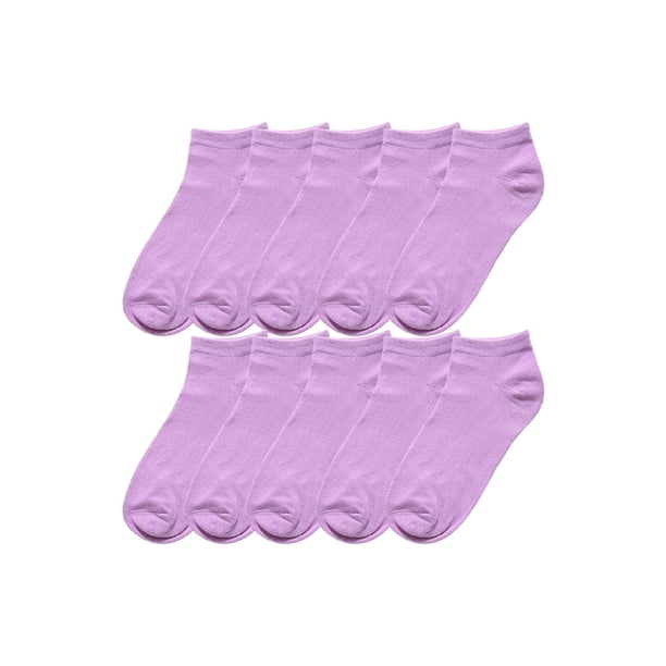 INSPIRE CHIC Calcetines de tobillo bajos de 10 pares para mujer, con pu?os elásticos y transpirables, peque?os, morados