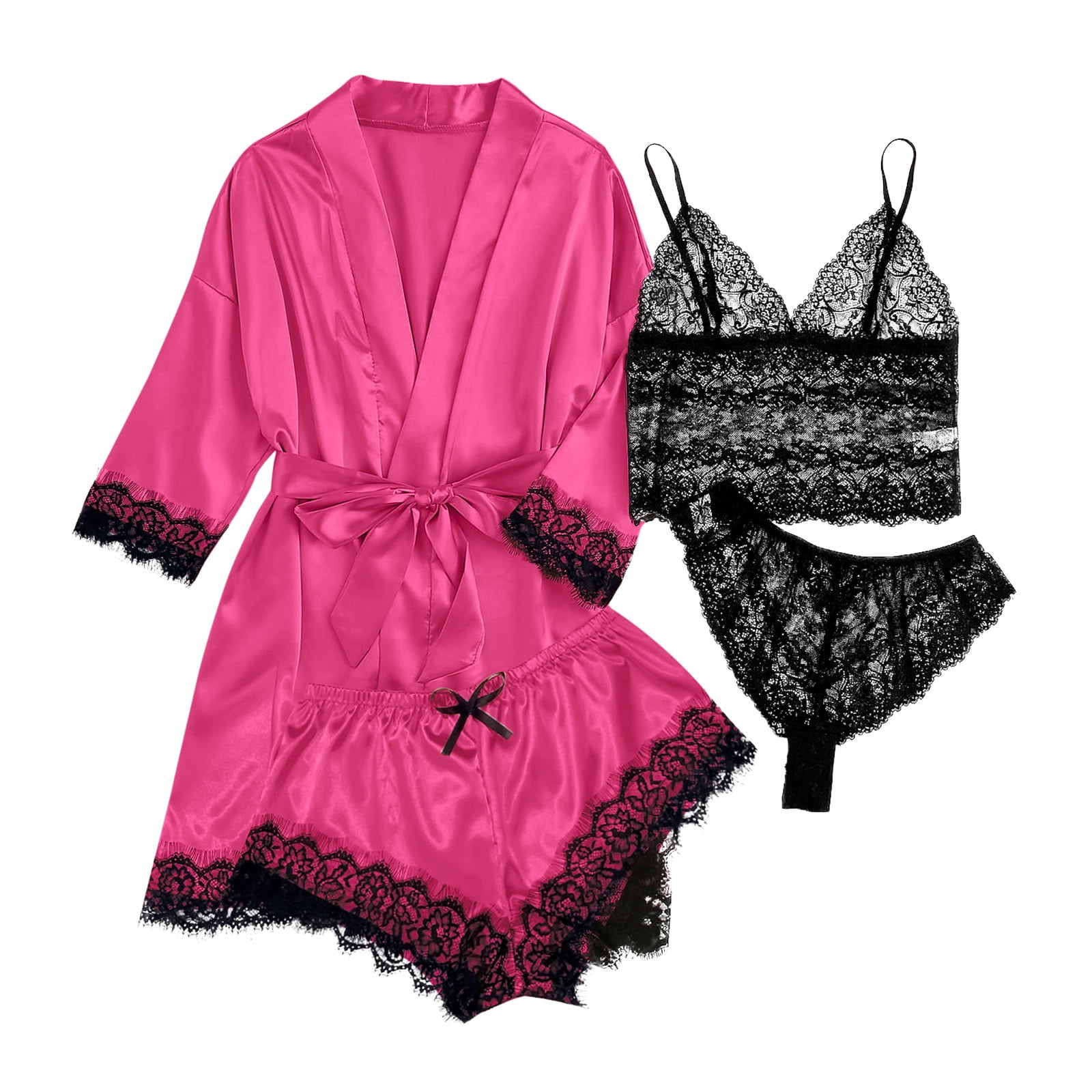 4 piece silk pajama set sale