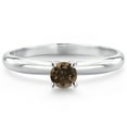 thumbnail image 2 of Gem Stone King 14K White Gold Brown Smoky Quartz Solitaire Engagement Ring for Women (0.26 Cttw, Round 4MM, Gemstone Birthstone, Size 7), 2 of 5