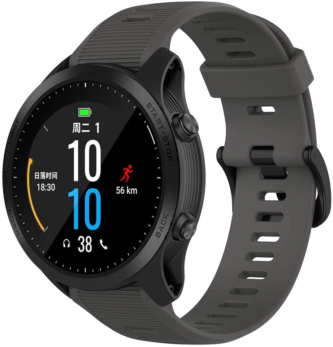 CRKMGS-3-Pack Silicone Bands for Garmin Forerunner 945 Smartwatch Replacement Strap (Black, Gray, Orange)