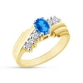 thumbnail image 3 of Oval Shape Natural Diamond And Simulated Blue Topaz In 14K Yellow Gold Over 925 Sterling Silver Ring Size 11.5, 3 of 4