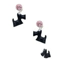 thumbnail image 2 of Delight Jewelry Resin Black Scottie Dog Pink Crystal Clip on Earrings, 2 of 5