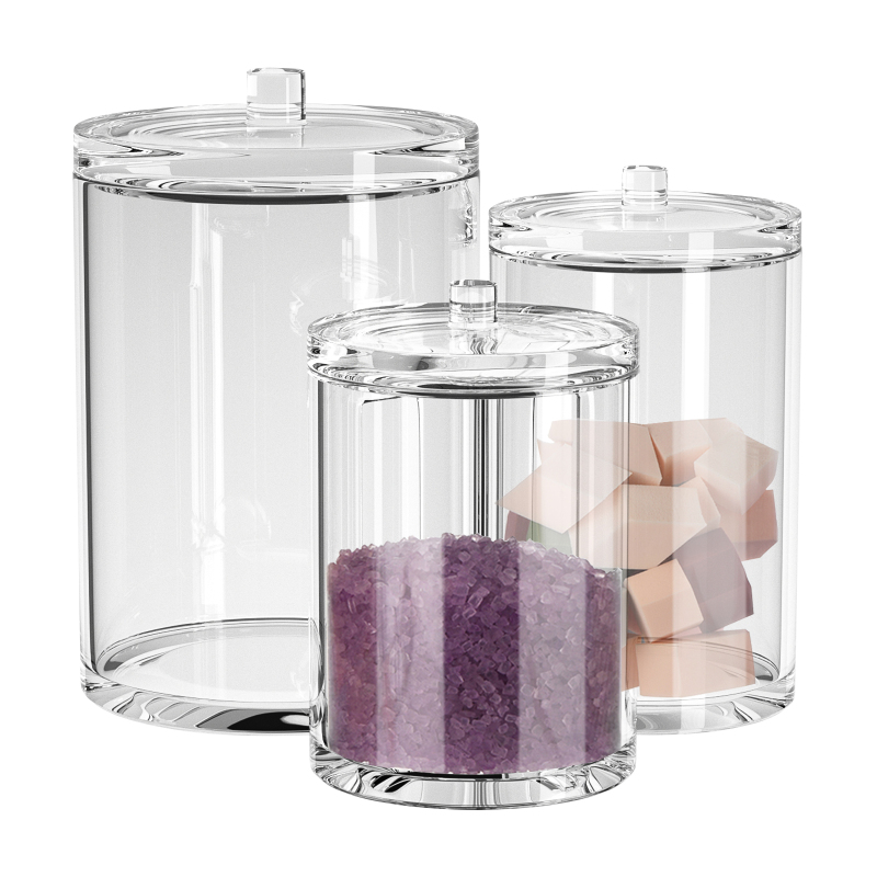 Cotton Swab Pads Holder 3 In 1 Clear Acrylic Cotton Pad Container