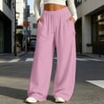 thumbnail image 2 of LEAVINGSUO Wide Leg Sweatpants for Women Solid Color Sweatpants With Pockets Long Pants For Home And Outdoor Sports Pink S, 2 of 8