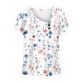 thumbnail image 4 of Dazajoo Womens Floral Print Tops Summer Dressy Casual Slant Collar Tunic Blouses 2024 Trendy Petal Sleeve V Neck Graphic Tunic Tee with Button for Women,White,XL, 4 of 5