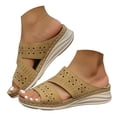 thumbnail image 6 of Dakaela Orthopedic Wedge Sandals for Women 2026 Comfortable Hollow out Bohemian Platform Summer Beach Slip on Slides with Arch Support Brown 6, 6 of 8