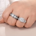 thumbnail image 7 of Newshe Wedding Rings Set for Him and Her Tungsten Bands AAAAA Cz Princess Cross 2.3Ct Bridal Sets Women Mens Size 8&12, 7 of 7