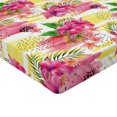 thumbnail image 4 of Ambesonne Tropical Fitted Sheet, Plumeria Hibiscus Exotic, Twin Size, Hot Pink Reseda Green, 4 of 5