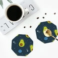 thumbnail image 5 of Bingfone Vintage Avocado In Space Leather Drinks Coasters With Set Of 6,Suitable For Home Kitchen,Coffee Cup Coasters Home Gift, 5 of 9