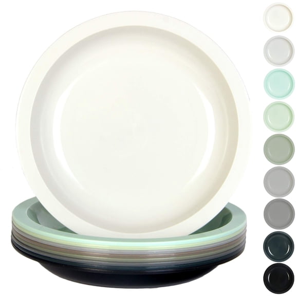 Youngever 7.5 Inch Plastic Plates, Small Kid Size, Kids Plates, Toddler Plates, Snack Plates, Set of 9 (Urban Colors)