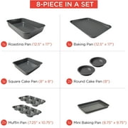 Elbee 8-Pc Baking Pan Kitchen Set Carbon Steel Bakeware Essential Baking Supplies