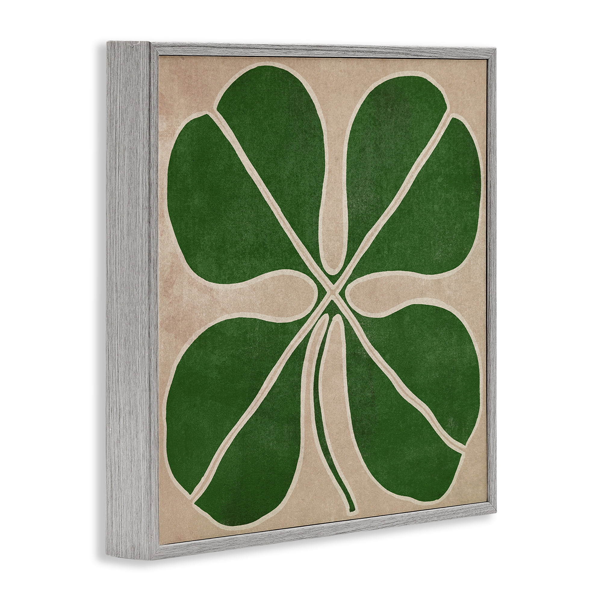 Four Leaf Symmetry Gray Framed Giclee Art, design by June Erica Vess