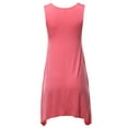 thumbnail image 2 of A2Y Women's Fit Flare Scoop Neck Handkerchief Hem Tunic Tank Top Dress Coral M, 2 of 5