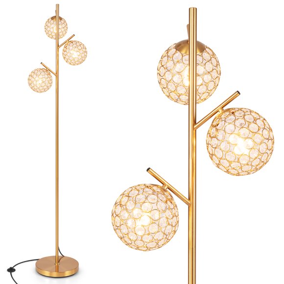 Gymax 3-Globe Floor Lamp w/ Foot Switch & 3 E26 Bulb Bases Sturdy Metal Pole
