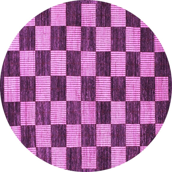 Ahgly Company Machine Washable Indoor Round Checkered Purple Modern Area Rugs, 8' Round