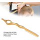 thumbnail image 2 of Navaja de afeitar y peine de corte profesionales con cuchillas de acero inoxidable para salón y uso doméstico (dorado), 2 of 5