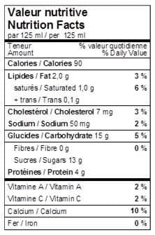 Lait glacé érable Coaticook, sans arachides, sans gluten