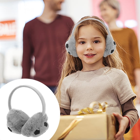 HONMEET Kids Winter Earmuffs Small Cartoon Ear Warmers for Toddlers Grey Soft Warm