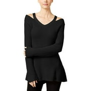 Style & Co Petite High Low Cutout Sweater Black PL