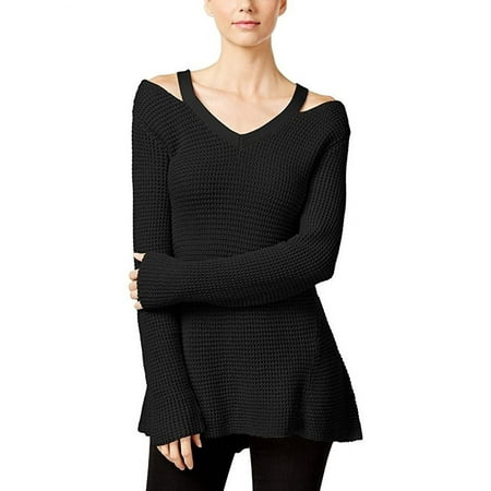 Style & Co Petite High Low Cutout Sweater Black PL