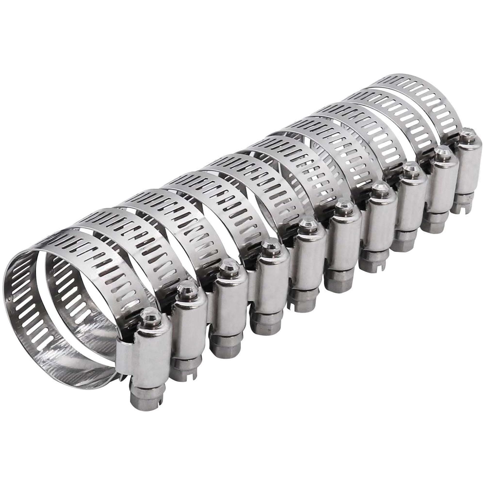 1.5" Worm Gear Hose Clamp - SAE 24 Size, Full Stainless Steel with 1/2" Band Working Range 27mm - 51mm Duct Clamp Pipe Clamp Worm Drive Hose Clamp Fuel Line Clamp (20 Pack, 27mm - 51mm)