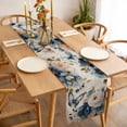 thumbnail image 3 of Table Runner 60 Inches Long for Kitchen Dining, Vintage Blue Floral Dresser Scarf Farmhouse, Dining Table Decorations for Wedding/Parties, Butterflies Watercolor Flower Tan 13 x 60 In, 3 of 8