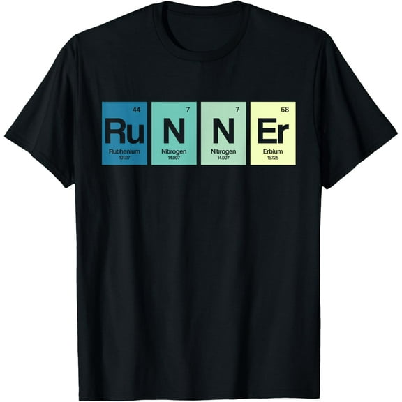 Runner Periodic Table Funy Marathon Runners Science Gift T-Shirt men and women can wear, black, white, gifts