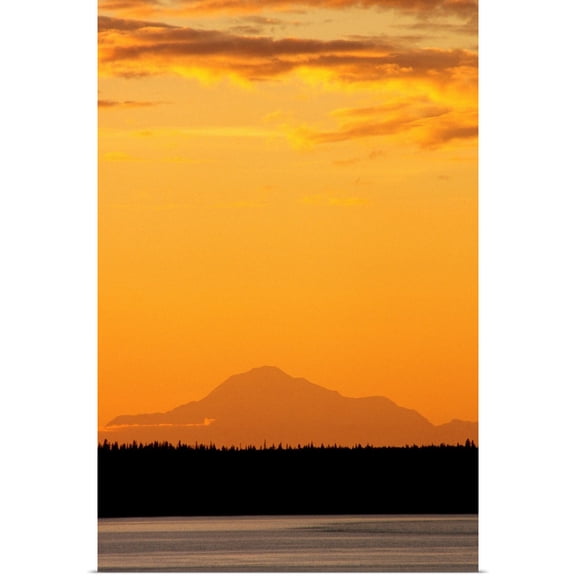 Great BIG Canvas | Rolled Poster Print entitled Mt Mckinley at Sunset as Seen From Anchorage SC Alaska