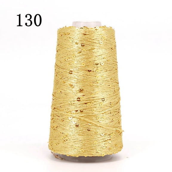 suxuMhao Sequin Yarn, 1.76oz/50g 1 Roll, Gold, Polyester Cotton with Sequins, Craft Knitting Crochet Yarn, Sparkly Crochet Yarn for Crafts, Yarn for Party Decorations