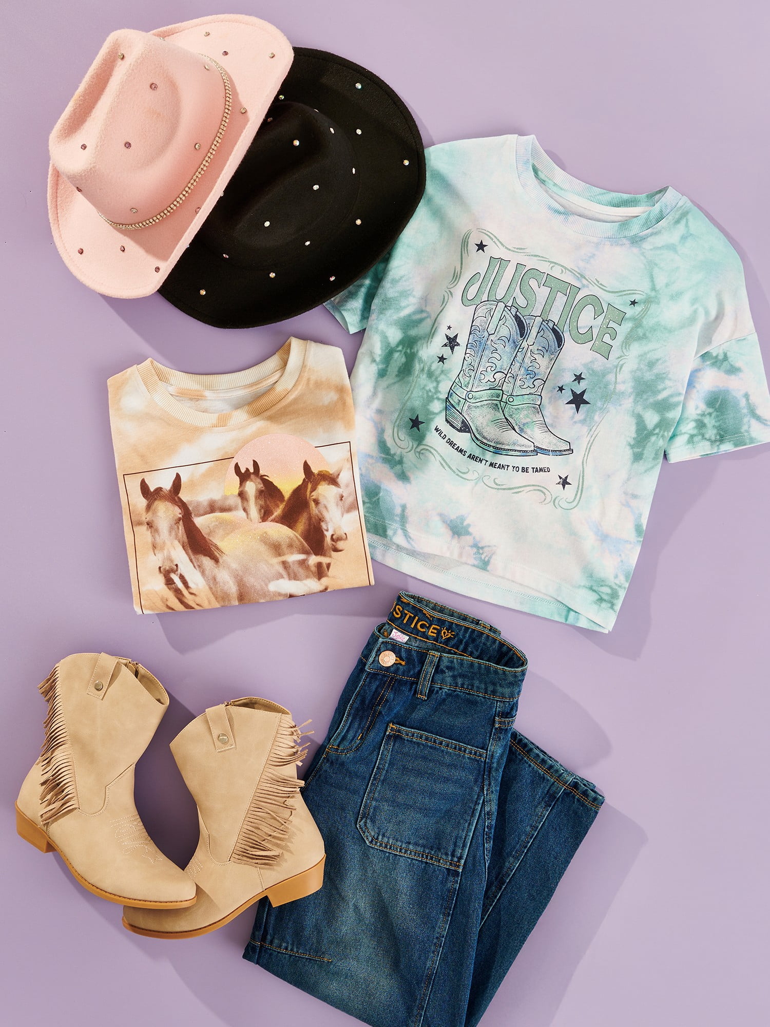 Justice Little Girl & Big Girl Cowgirl Western Boots