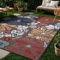 thumbnail image 4 of GMNIU Outdoor Rug 5x7 Modern Floral Tropical Area Rugs for Outdoor and Indoor Patio Easy to Clean Non Shedding Living Room Porch Garden Washable Outside Carpet (5 x 7 Terracotta), 4 of 9