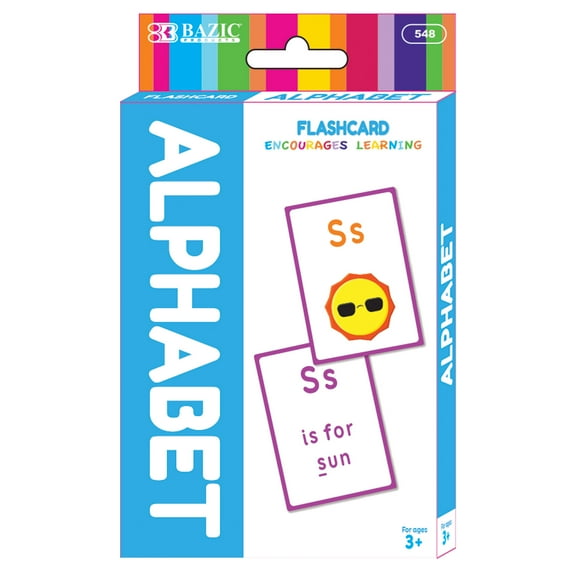 BAZIC Alphabet Flash Cards, Picture ABCs Letters, Activity Game Flashcards for Teacher Student Classroom (36/Pack), 1-Pack