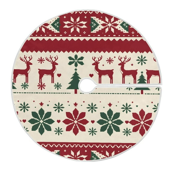 Ryvnso Christmas Tree Skirt Christmas Tree Elk Ethnic Xmas Tree Skirts Ornament Home Decorations 35.4"