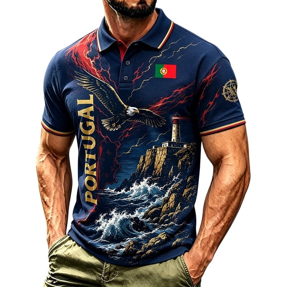 PLHWHYQ Mens Portugal Soccer Polo Shirt 2026 Mens Soccer Cup Shirt Portugal Flag Football T-Shirt Short Sleeve Tops
