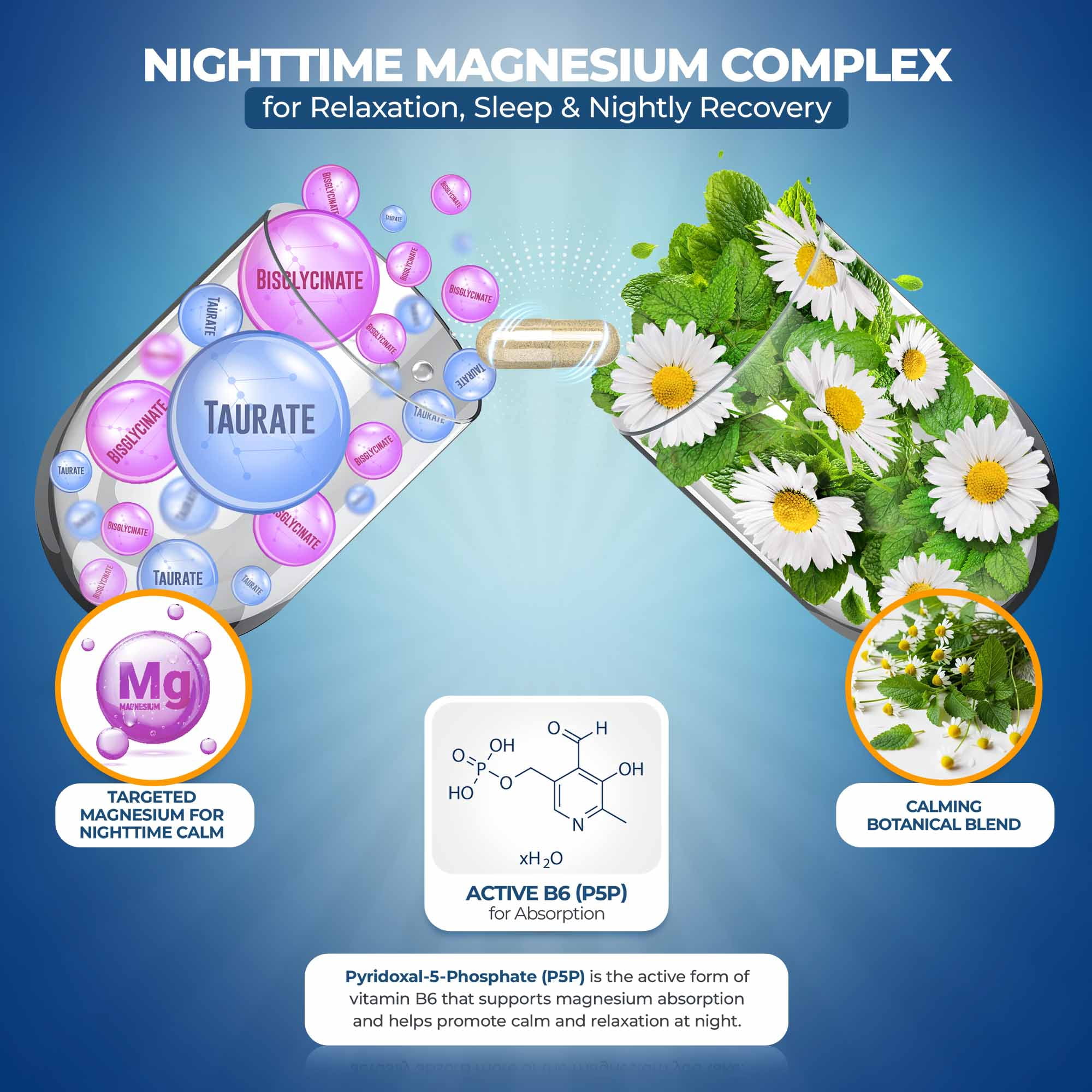 MoxyVites MagniRest Magnesium Bisglycinate Taurate with Vit B6, Sleep Aid, Anxiety Relief, Gluten-Free, Vegan, 60 Count