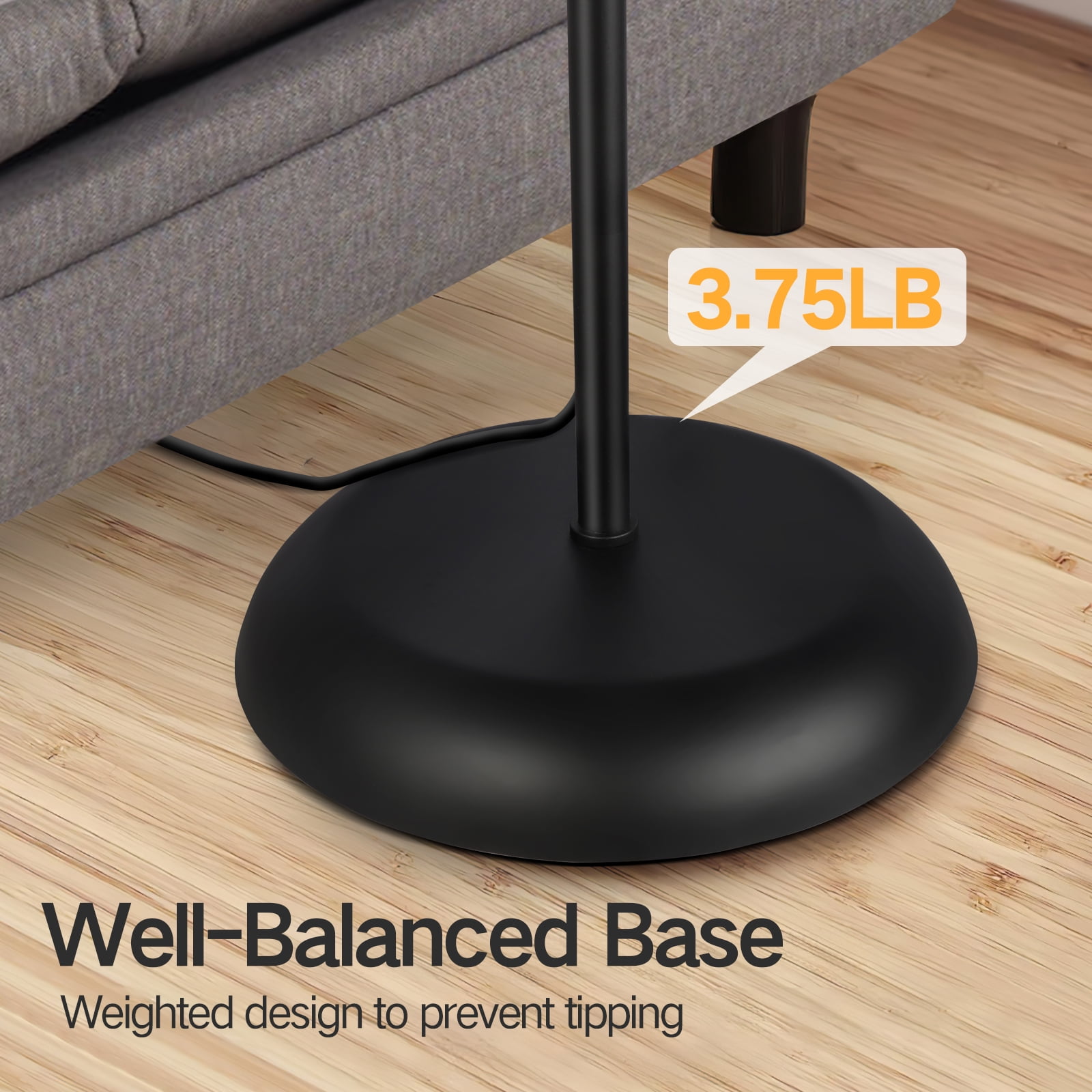 OUTON 71" Floor Lamp with Reading Light clearance, Modern 3 Color Temperature Torchiere Standing Lamp for Living Room Bedroom Office, Black, LED Bulbs Included