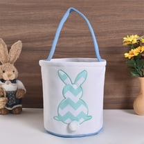 Easter Bunny Basket Egg Bags for Kids, Canvas Cotton Candy Egg Basket, Easter Gifts Easter Bunny Basket Easter Egg Hunt Basket Easter Eggs Basket (Blue)