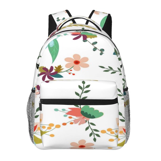 Disketp Pretty Floral With Leaves Mochila Estampada para Hombre y Mujer – Mochila Ligera Clásica con Múltiples Bolsillos para Universidad, Trabajo y Viajes-One Size
