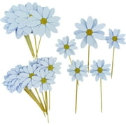 White Daisy Party Picks - Flower Cupcake Toppers for Spring Party Decorations (Pack of 24)