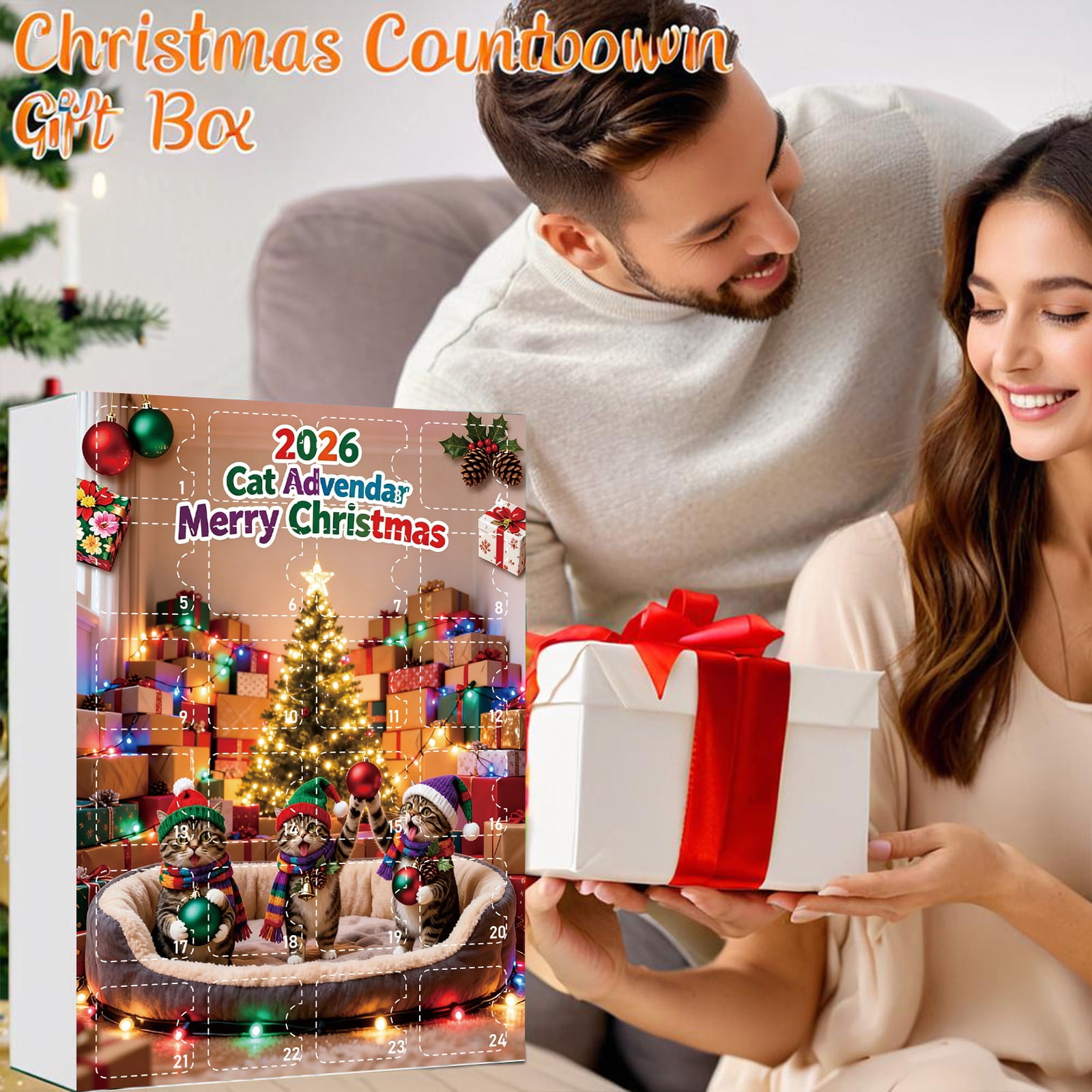 Christmas Advent Calendar Acrylic Decoration Holiday Gifts Box Cute Countdown Surprise Festive Home Decor for Family and Friend