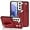 Red for Samsung Galaxy S22, variant on Design for Samsung Galaxy S22 5G Phone Case with Screen Protector Adjustable Wrist Strap Kickstand Credit Card Slot Slim Shockproof Hybrid Rugged Protective Cover for Women Men Girls 6.1 inch Black