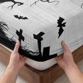 thumbnail image 3 of Cal.King Size Fitted Sheet Set - Halloween 3 Piece Bedding Sets 16" Deep Pocket Fitted Sheet with 2 Pillowcases, Fall Pumpkin Spooky Bats Horror Trees Rustic Gray Brushed Microfiber Hotel Bed Sheets, 3 of 9
