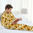 thumbnail image 6 of Naloa Yellow Polka Dot Sunflower Men’s Pajamas Set - Long Sleeve Button Down Sleep Shirt and Pajama Bottoms Sleepwear Set-Medium, 6 of 7