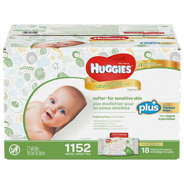 Huggies Natural Care Plus Baby Wipes 1,152 ct Hypoallergenic with