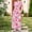 Pink G, variant on Abtuhar Girls 4 to 14 Years Summer Short Sleeve Round Neck Floral Print Maxi Dress with Side Pockets and Waist Pleated Detail
