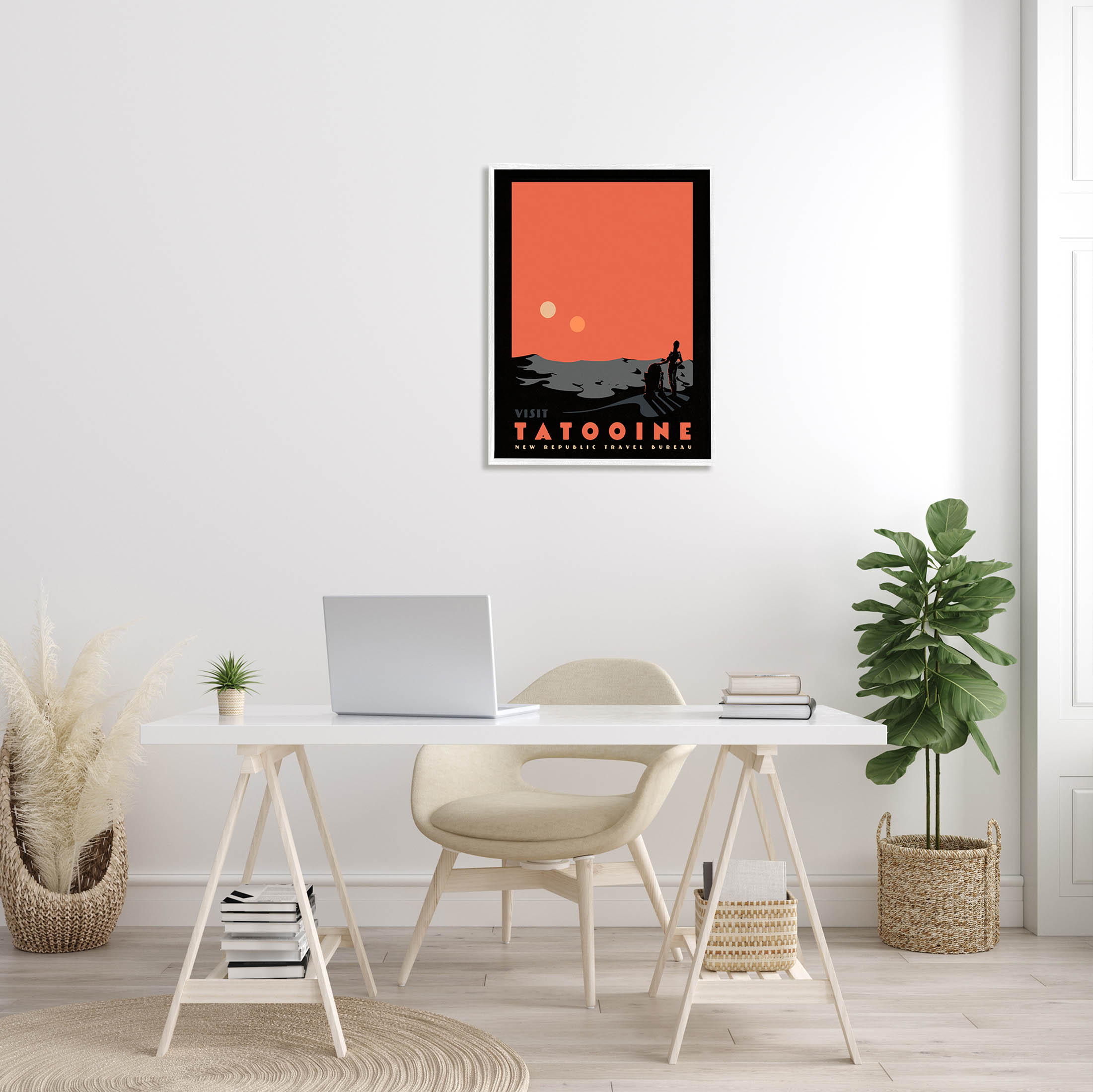 Stupell Industries Tatooine Vast Science Fiction Land Graphic Art White Framed Art Print Wall Art, Design by Matheus Lopes Castro